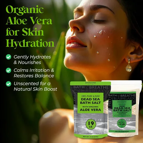 Miniatura 6 de Aromasong 19 libras de sal cruda del mar muerto con aloe vera orgánico, no limpiada, todavía contiene todos los minerales del mar muerto, incluyendo