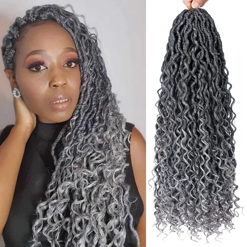 Miniatura 27 de Goddess Locs - Cabello de ganchillo de 10 pulgadas, 7 paquetes de cabello de ganchillo bohemio sintético para mujeres negras, rastas de ganchillo #1B