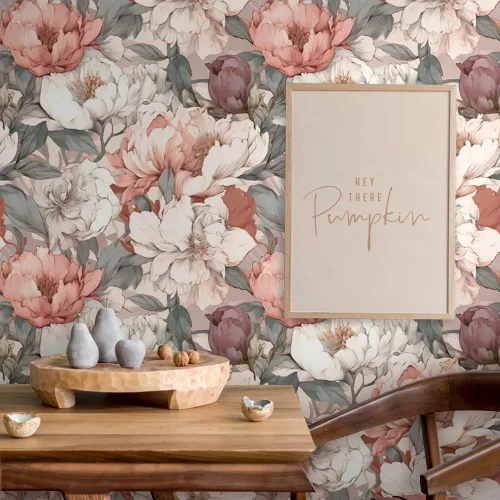 Miniatura 5 de Papel Tapiz Floral Vintage de Peonías Rosa Soñador/Blanco Despegar y Pegar Papel de Contacto Fácil de Despegar Papel Adhesivo Adherible para Pared