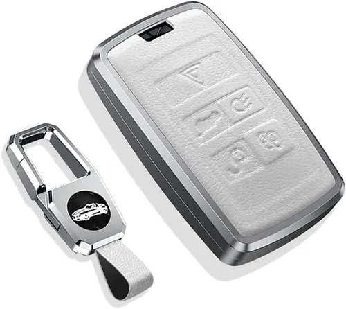 Miniatura 8 de SANRILY Funda para llavero Land Rover 2021 con control remoto sin llave para Range Rover Sport Jaguar XF, llavero de cuero, color negro