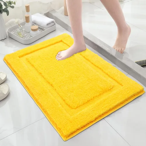 Miniatura 29 de SHACOS Alfombras de baño súper suaves y esponjosas de 24"x36" antideslizantes, lavables, alfombras de baño absorbentes, alfombras para suelo de Gris