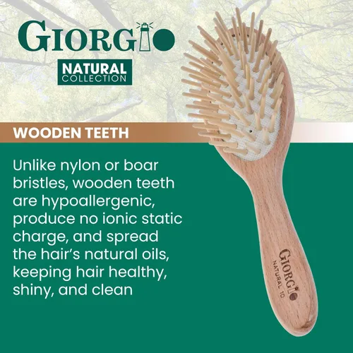 Miniatura 4 de Giorgio Eco Friendly Wooden Bristle Hairbrush Set - Detangling Brush and Hair Growth Brush for Thick or Long Hair - Paddle Hair Brush with Anti