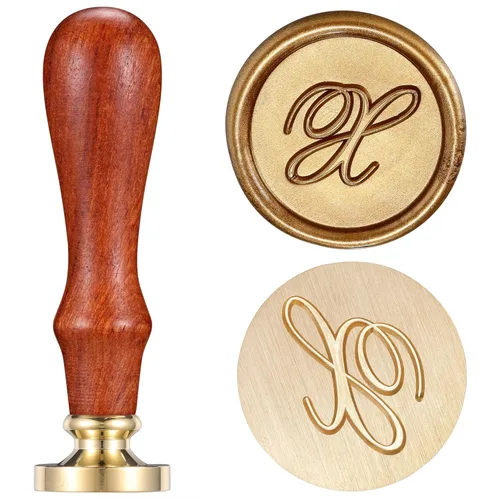 Miniatura 23 de Yoption - Sello de cera con diseño de letra del alfabeto y cabeza de latón retro, sello clásico