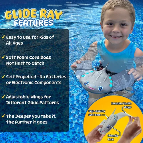 Miniatura 4 de Juguetes de Piscina para Niños: Juguete de Torpedo Raya de Piscina para Nadar - Juguete de Agua Autopropulsado que se Desliza Bajo el Agua - Los