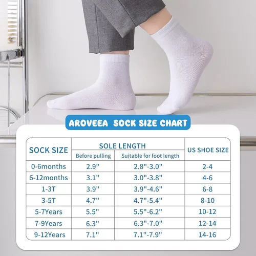 Miniatura 7 de Aroveea Calcetines para bebé, paquete de 1012 para niños y niñas, calcetines de algodón de corte bajo para bebés