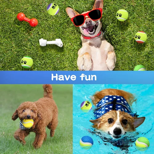 Miniatura 7 de Yunsailing 30 pelotas de tenis para perros, pelotas de tenis para mascotas, pelotas de entrenamiento para perros pequeños, medianos y grandes