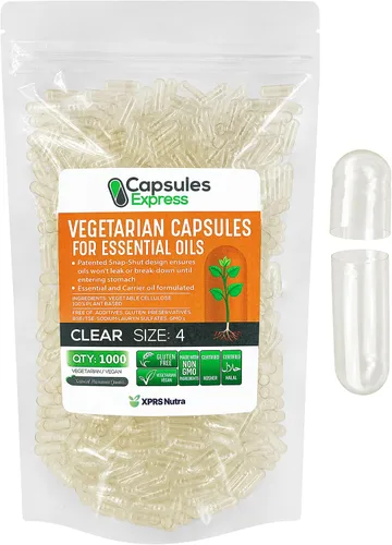 Miniatura 9 de XPRS Nutra Cápsulas veganas vacías de tamaño 0 – 100 cápsulas vegetales transparentes para aceite esencial – Tapas de verduras vacías – El relleno