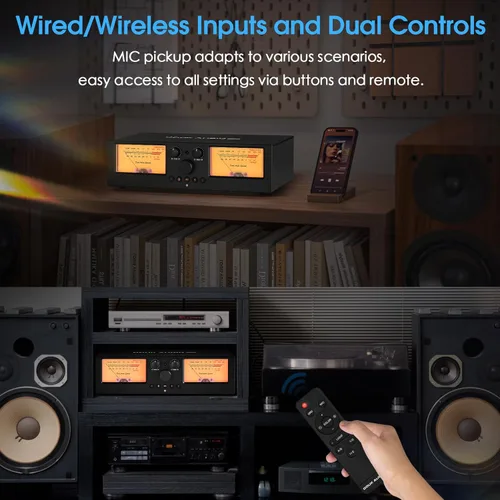 Miniatura 5 de Douk Audio VU3 PRO Medidor VU Analógico Dual, Interruptor de Amplificador de 2 Vías, Selector de Altavoces, Caja Conmutadora de Audio