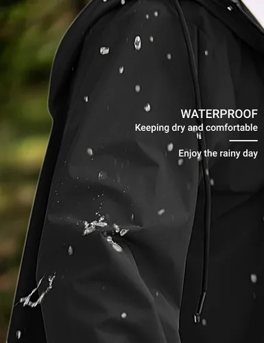 Miniatura 3 de COOFANDY Chaqueta impermeable para hombre con capucha, impermeable, ligera, activa, larga