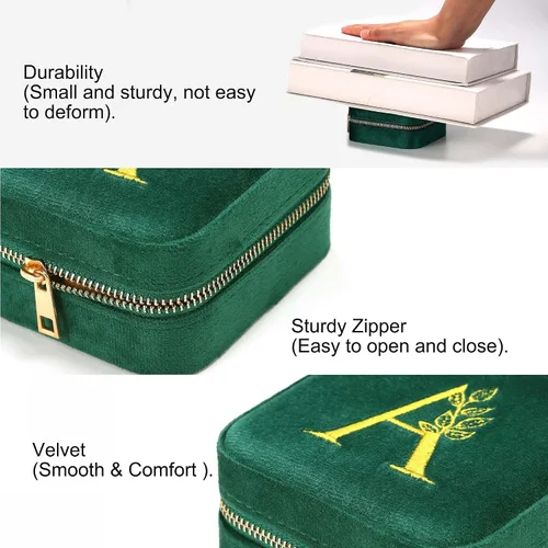 Miniatura 3 de Parima Joyero de viaje para mujeres y niñas, estuche de joyería de viaje con inicial L Estuche de viaje pequeño para joyería Mini joyero de viaje