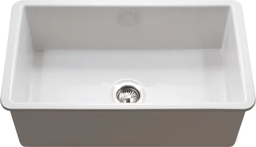 Houzer Fregadero de cocina Platus White Fireclay: Fregadero de cocina de 32 pulgadas de un solo tazón, duradero y versátil, esencial para el hogar y