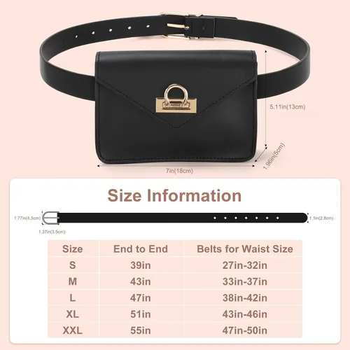 Miniatura 4 de WHIPPY Riñoneras para mujer, de piel, a la moda, para cinturón extraíble, para fiestas, viajes, 3- Negro