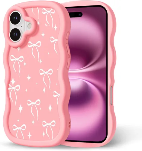 Miniatura 242 de Compatible con iPhone SE/8/7 Funda para Mujeres y Niñas, Marco Ondulado Rizado con Patrón Lindo, Estética Delgada Suave Silicona TPU Parachoques