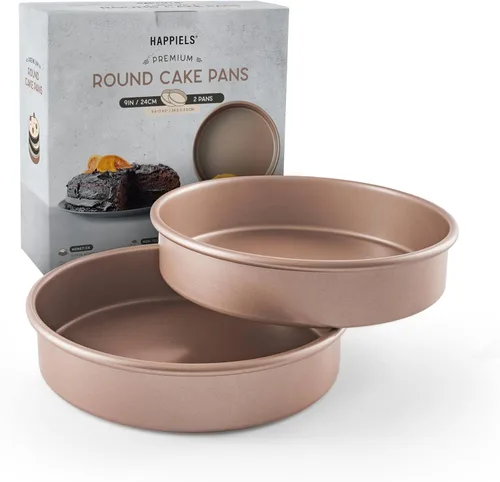 Miniatura 10 de HAPPIELS - Sartén antiadherente de 9 pulgadas para tartas con fondo extraíble Lata de tarta y quiche estriada libre de PFOA y BPA, no tóxica
