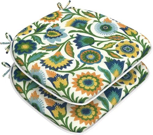 Miniatura 11 de DYTXIII Juego de 2 cojines para sillas de exterior con lazos, almohadillas repelentes al agua para sillas de patio de 17 x 16 pulgadas para muebles