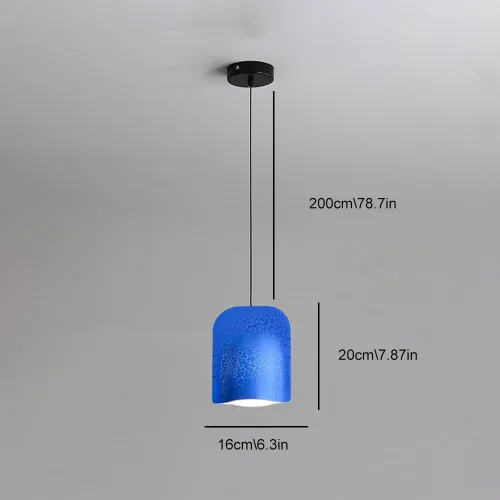 Miniatura 7 de Nordic Creative Crackle - Lámpara colgante pequeña de hierro de una sola cabeza G9 Socket lámpara colgante para dormitorio junto a la cama (azul)
