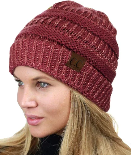 Miniatura 2 de CC - Gorro de punto elástico moderno grueso suave y cálido talla única