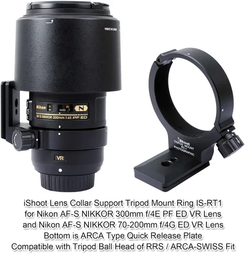 Miniatura 2 de iShoot Anillo de montaje de trípode mejorado para Nikon RT-1 Nikkor AF-S 11.811 in F/4E PF ED VR y AF-S 2.756-7.874 in F/4G ED VR, función inferior