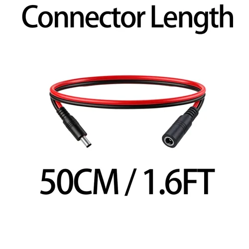 Miniatura 3 de Cable de extensión de alimentación CC de 1.6 pies 0.217 in × 0.083 in, conector macho a hembra, conector 5521 para tira de LED, fuente