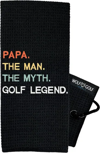 Miniatura 11 de Wolf Golf Towels - Toalla de golf Best Papa by Par - Accesorios de golf para hombre - Regalos de golf para hombres - Toalla de golf divertida