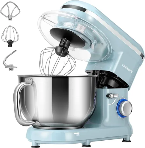 Miniatura 10 de VIVOHOME - Batidora de mesa de 660 W, 10 velocidades, 6 cuartos de galón, mezclador eléctrico de cocina con cabezal basculante, batidor, gancho