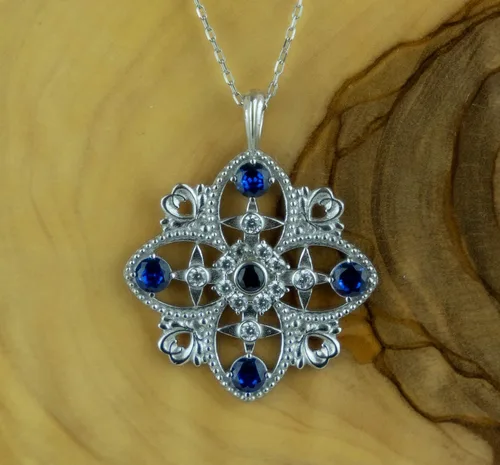Miniatura 4 de Colgante de plata de ley con forma de cruz de piedra nat