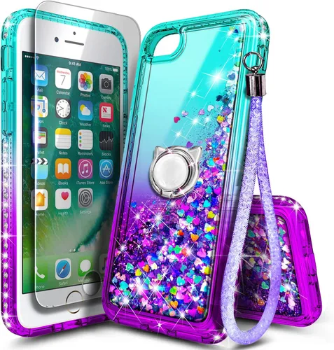 Miniatura 74 de NGB Diseñada para Funda de Teléfono iPhone 11, Morado/Azul Funda Bonita con Purpurina Líquida Brillante para Mujeres Niñas Niños con Protector