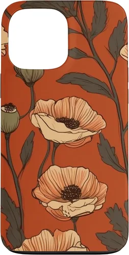 Miniatura 23 de iPhone 16 Floral Pattern Poppies Terracotta Poppy Flower Case