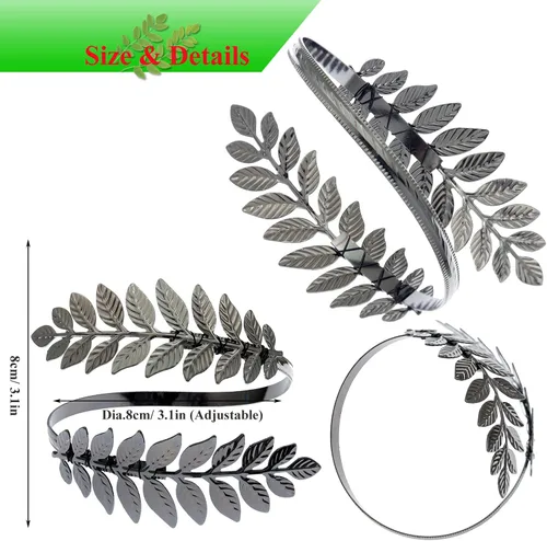 Miniatura 7 de RechicGu Pulsera de Hoja de Árbol de Navidad Brazalete de Brazo Superior Abrazadera Pulsera de Broche Pulsera de Brazalete Romano Griego Laurel