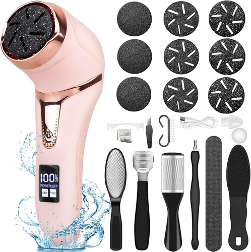 Miniatura 11 de Hoxida Removedor Eléctrico de Callos para Pies (con Aspiradora de Caspa), Cuarzo, Herramientas Recargables de Pedicura para Pies Lima para Pies, Kit