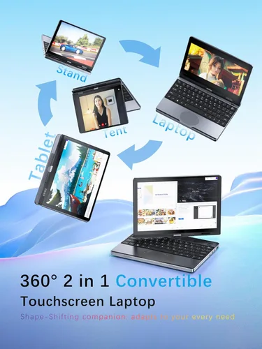 Miniatura 3 de Mini portátil de 10.5 pulgadas con pantalla táctil 2 en 1 convertible, Win 11 Pro Tablet PC, CPU N95 16GB DDR4 1TB SSD, 1920 * 1280 IPS, desbloqueo