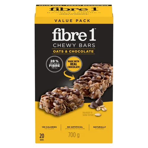 Miniatura 6 de Fibre 1 Barras de avena y chocolate masticables, 20 barras, 24.69 oz/24.7 onzas, (importadas de Canadá)