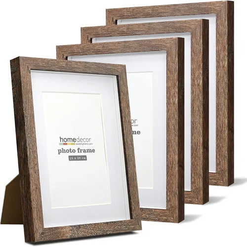 Miniatura 17 de Marco Shadow Box, juego de 4 portarretratos para pared, marcos de fotos rústicos de madera de granja con vidrio templado para galería de pared