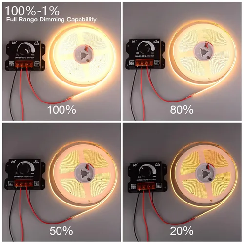 Miniatura 7 de Tira de luz LED DC12V-24V 30A PWM regulador de atenuación para perilla de atenuación ajustar brillo interruptor de encendido/apagado, tira LED de un