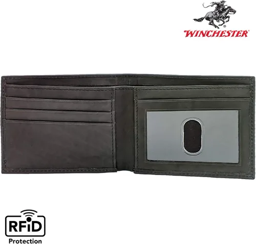 Miniatura 4 de Winchester billete RFID carteras para hombres de cuero genuino grano completo, ranura delgada para tarjeta con ventana de identificación ligero