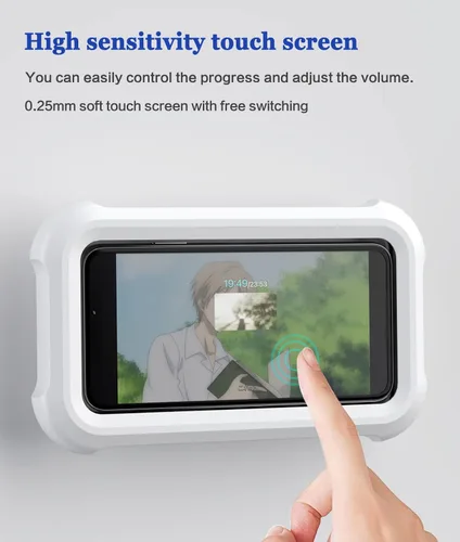 Miniatura 3 de Mistriddle Soporte impermeable para teléfono de ducha con rotación de 360°, ángulo ajustable, soporte de teléfono montado en la pared para espejo