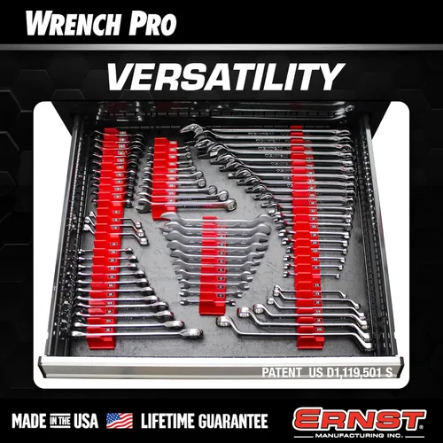 Miniatura 10 de Ernst Manufacturing Wrench Pro - Organizador modular de llaves para 40 herramientas con base magnética, fabricado en los Estados Unidos Negro