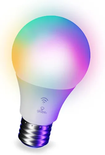 GLOBE Electric 50589 Bombilla LED inteligente A19 que cambia de color, WiFi de 2.4 GHz, equivalente a 60 W, 800 lúmenes, funciona solo con Alexa, 1