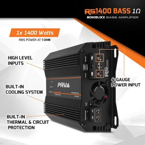 Miniatura 4 de PRV Audio Amplificador de subwoofer monobloque clase D de 1400 vatios RS1400 BASS 1 ohmio - 12 voltios amplificador para automóvil, crossover