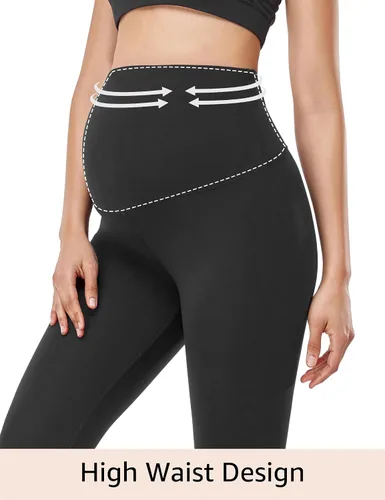 Miniatura 9 de HOFISH Leggings de maternidad para mujer, sobre el vientre, suaves, no se transparentan, pantalones de yoga para entrenamiento, leggings de embarazo