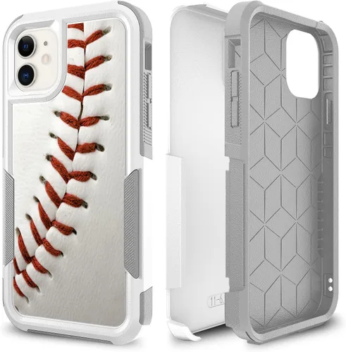 Miniatura 15 de Funda para iPhone 11, diseño deportivo de fútbol, absorción de golpes, policarbonato duro y silicona híbrida de doble capa de armadura Defender