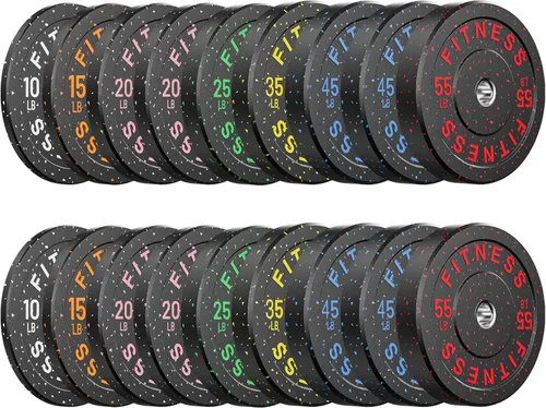 Miniatura 19 de Papababe Placas de peso, juego de placas de pesas de 2 pulgadas, placas de peso de goma protectoras para el suelo, placas de parachoques de 10 a 600
