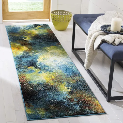 Miniatura 6 de SAFAVIEH Galaxy Collection GAL111B - Alfombra abstracta que no desprende pelusa, 4 x 6 pies, azul/multi