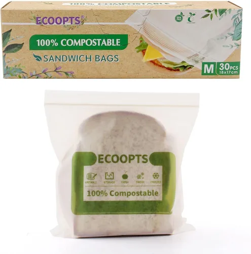 Miniatura 7 de Bolsa con cremallera 100% compostable para aperitivos Bolsas de almacenamiento pequeñas ecológicas Bolsa para congelador A base de plantas sin
