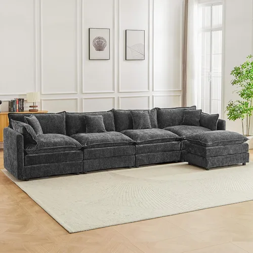 Miniatura 13 de Sofá modular seccional, juego de sofá en forma de L de 77 pulgadas con reposabrazos, cómodos sofás de nube de 2 plazas para sala de estar