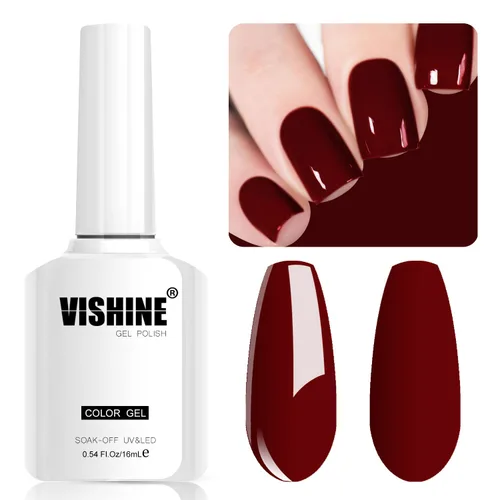 Miniatura 9 de Vishine Esmalte de uñas de gel negro, 0.6 onzas líquidas, esmalte de gel semipermanente, lámpara UV LED, cura, arte de uñas, manicura en casa, negro
