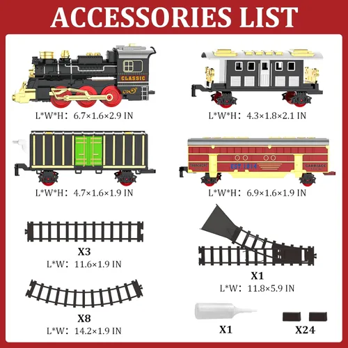 Miniatura 6 de Juego de Tren de Juguete con Humo, Luces y Sonido (Encendido/Apagado) para Niños, Juego de Tren Bajo el Árbol de Navidad, Modelos de Trenes
