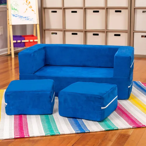 Miniatura 11 de Jaxx Zipline - Sofá biplaza modular y otomana para niños, tumbona plegable, color carbón Carbón vegetal