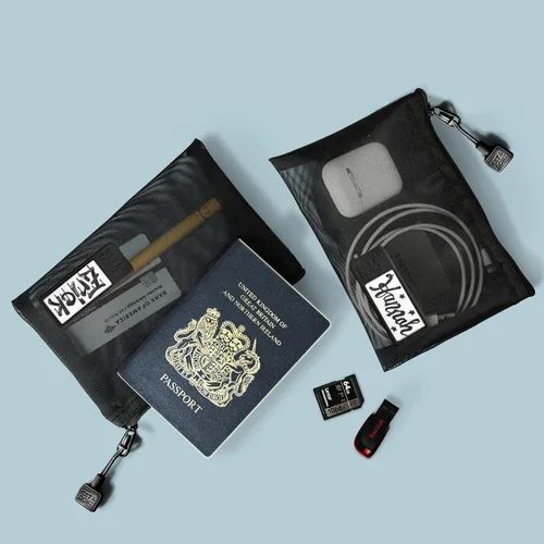 Miniatura 7 de Set & Done Onama Flexi - Bolsa de almacenamiento de nailon transparente duradera con pestaña para nombre para maquillaje, viajes, bolsa de pañales