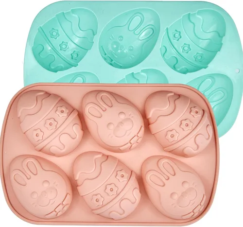 Miniatura 8 de Moldes de gelatina de huevo de Pascua, paquete de 3 moldes de chocolate con forma de conejo, molde de silicona para golosinas de chocolate, dulces